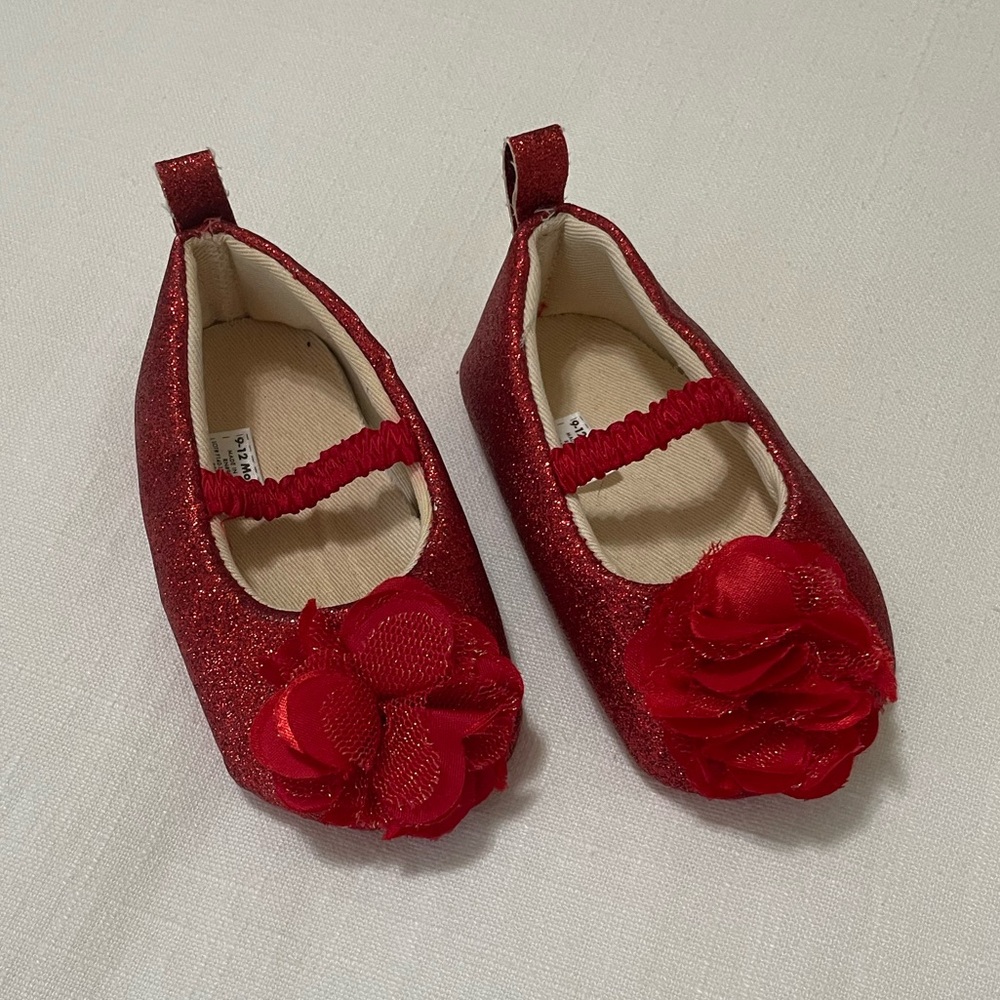 Baby Girls Red Glitter Shoes